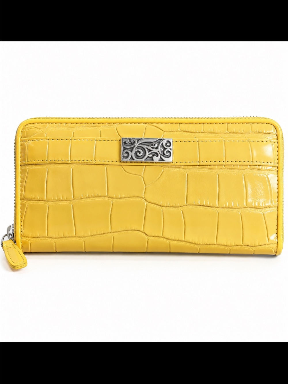 Brighton Cher Yellow Croc-Embossed Leather Zip Wallet New Without Tags